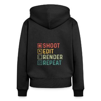 Video Editor Filmemacher Videofilmer - Frauen Premium Bio Zip Hoodie - Schwarz - Hinten - Julia (174cm)