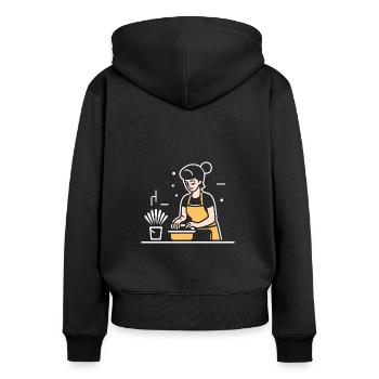 Humour faire le ménage - Sweat à capuche zippé Premium bio Femme - noir - Dos - Julia (174cm)