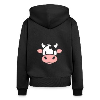 vache - Sweat à capuche zippé Premium bio Femme - noir - Dos - Julia (174cm)