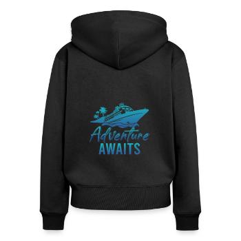 Kreuzfahrt Kreuzfahrtschiff Cruise Vintage Cruiser - Frauen Premium Bio Zip Hoodie - Schwarz - Hinten - Julia (174cm)