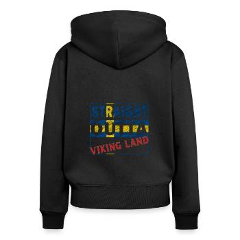 Straight outta Sweden Viking Land Gift Idea - Women's Premium Organic Zip Hoodie - black - Back - Julia (174cm)
