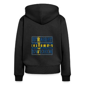 Straight outta Schweden Skandinavien Geschenkidee - Frauen Premium Bio Zip Hoodie - Schwarz - Hinten - Julia (174cm)