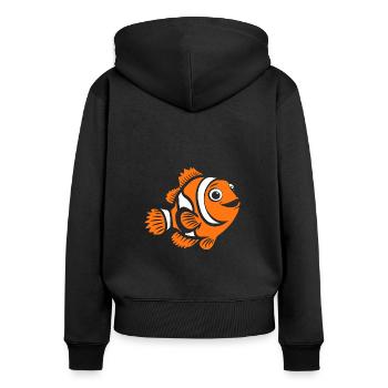 Poisson clown - Sweat à capuche zippé Premium bio Femme - noir - Dos - Julia (174cm)