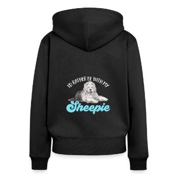 Old English Sheepdog Sheepie Bobtail - Women's Premium Organic Zip Hoodie - black - Back - Julia (174cm)