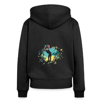 Joueur de golf Color Splash - Sweat à capuche zippé Premium bio Femme - noir - Dos - Julia (174cm)