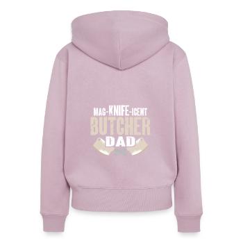 Fleischerei Metzger Fleischer Metzgerei Geschenk - Frauen Premium Bio Zip Hoodie - Altrosa - Hinten - Julia (174cm)
