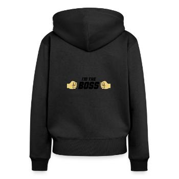 au patron 002 - Sweat à capuche zippé Premium bio Femme - noir - Dos - Julia (174cm)