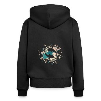 Éclaboussure de couleur de poisson - Sweat à capuche zippé Premium bio Femme - noir - Dos - Julia (174cm)