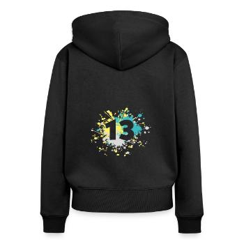 Number 13th Color Splash - Frauen Premium Bio Zip Hoodie - Schwarz - Hinten - Julia (174cm)