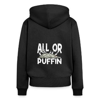 macareux macareux moines oiseaux Lunde - Sweat à capuche zippé Premium bio Femme - noir - Dos - Julia (174cm)