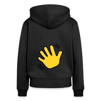 Emoji winken Skizze Farbe - Frauen Premium Bio Zip Hoodie - Schwarz - Hinten - Julia (174cm)