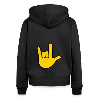 Emoji Ich liebe dich Skizze Farbe - Frauen Premium Bio Zip Hoodie - Schwarz - Hinten - Julia (174cm)