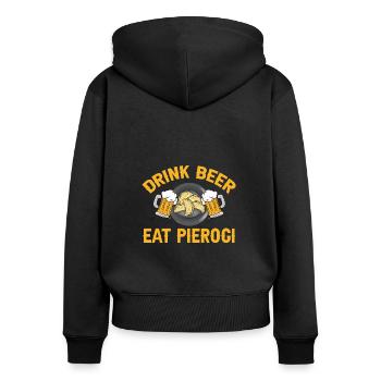 Polish Food Pierogi - Women's Premium Organic Zip Hoodie - black - Back - Julia (174cm)