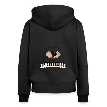 Glückliche Menschen spielen Pickleball-Paddle-Sportliebhaber - Frauen Premium Bio Zip Hoodie - Schwarz - Hinten - Julia (174cm)