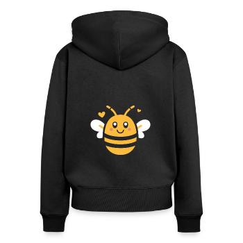 Abeille - Sweat à capuche zippé Premium bio Femme - noir - Dos - Julia (174cm)