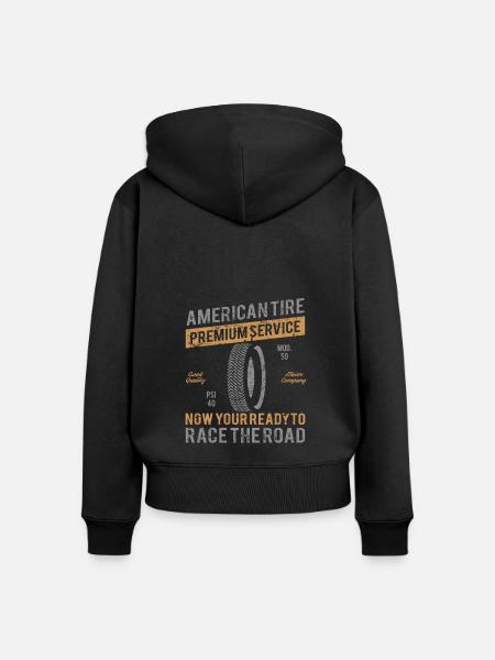 American Tire Distressed - Frauen Premium Bio Zip Hoodie - Schwarz