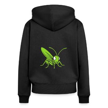 Sauterelle - Sweat à capuche zippé Premium bio Femme - noir - Dos - Julia (174cm)