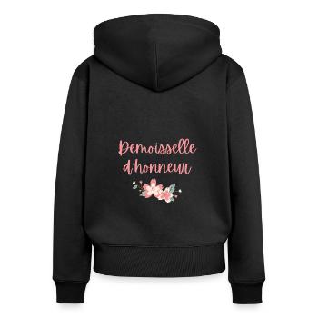 Demoiselle d'honneur - Sweat à capuche zippé Premium bio Femme - noir - Dos - Julia (174cm)