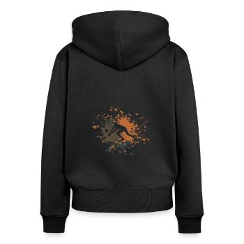 Volleyball Libero Color Splash - Frauen Premium Bio Zip Hoodie - Schwarz - Hinten - Julia (174cm)