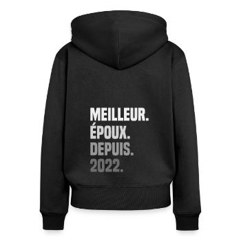 Meilleur Époux Depuis 2022 - Sweat à capuche zippé Premium bio Femme - noir - Dos - Julia (174cm)