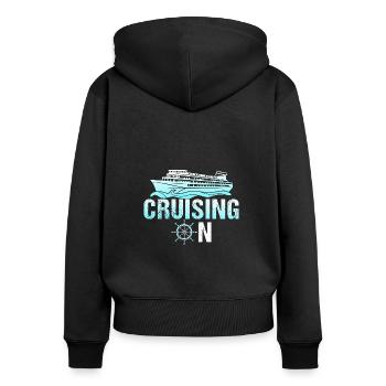 Kreuzfahrt Kreuzfahrtschiff Cruise Vintage Cruiser - Frauen Premium Bio Zip Hoodie - Schwarz - Hinten - Julia (174cm)