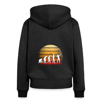 Bogenschießen Bogenschütze Bogensport - Frauen Premium Bio Zip Hoodie - Schwarz - Hinten - Julia (174cm)