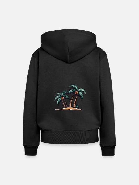 Palmen Insel - Frauen Premium Bio Zip Hoodie - Schwarz