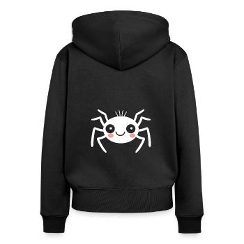 Spinne - Frauen Premium Bio Zip Hoodie - Schwarz - Hinten - Julia (174cm)