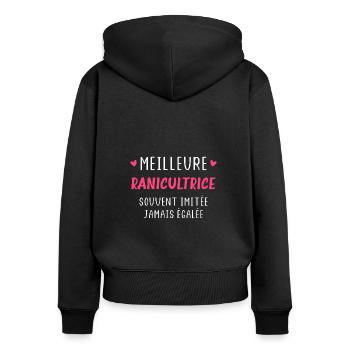 souvent imitée meilleure Ranicultrice - Sweat à capuche zippé Premium bio Femme - noir - Dos - Julia (174cm)