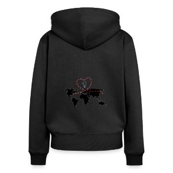 Vol en montgolfière Sky I Gift - Sweat à capuche zippé Premium bio Femme - noir - Dos - Julia (174cm)