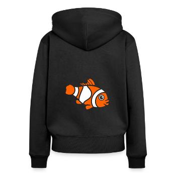 Poisson clown - Sweat à capuche zippé Premium bio Femme - noir - Dos - Julia (174cm)