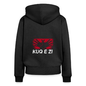 Albanische Flagge Albanischer Adler Shqiponja - Frauen Premium Bio Zip Hoodie - Schwarz - Hinten - Julia (174cm)