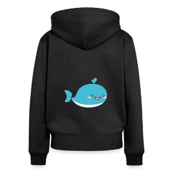 Baby Whale - Women's Premium Organic Zip Hoodie - black - Back - Julia (174cm)