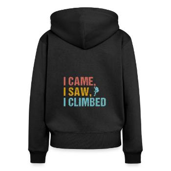 Kletterer Klettern Bergsteigen Berge - Frauen Premium Bio Zip Hoodie - Schwarz - Hinten - Julia (174cm)