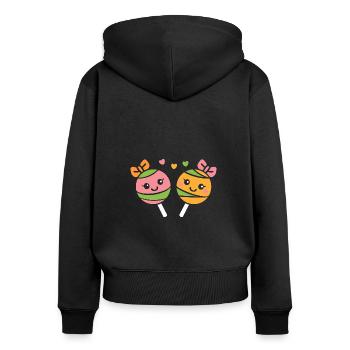 bonbon - Sweat à capuche zippé Premium bio Femme - noir - Dos - Julia (174cm)