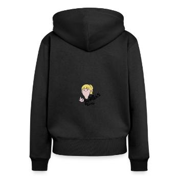 Drôles de dictons - Sweat à capuche zippé Premium bio Femme - noir - Dos - Julia (174cm)
