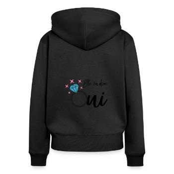 elle va dire oui evjf enterrement vie jeune fille - Sweat à capuche zippé Premium bio Femme - noir - Dos - Julia (174cm)