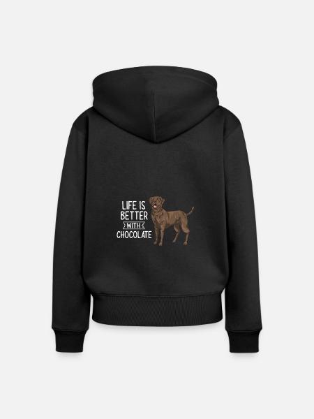 Chocolate Labrador Retriever Hund - Frauen Premium Bio Zip Hoodie - Schwarz
