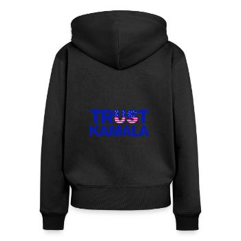 US Wahl 2024 - Frauen Premium Bio Zip Hoodie - Schwarz - Hinten - Julia (174cm)