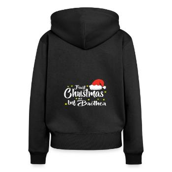 Joyeux cadeau de Noël - Sweat à capuche zippé Premium bio Femme - noir - Dos - Julia (174cm)