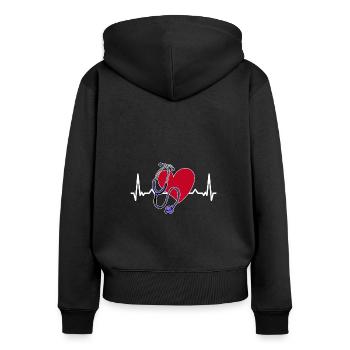 Kardiologie Krankenschwester Kardiologe - Frauen Premium Bio Zip Hoodie - Schwarz - Hinten - Julia (174cm)