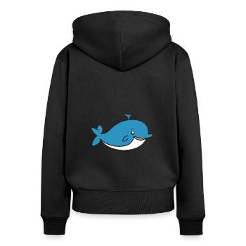 whale - Women's Premium Organic Zip Hoodie - black - Back - Julia (174cm)
