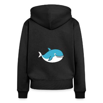 whale - Women's Premium Organic Zip Hoodie - black - Back - Julia (174cm)