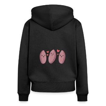 Légumes-racines de patates douces - Sweat à capuche zippé Premium bio Femme - noir - Dos - Julia (174cm)