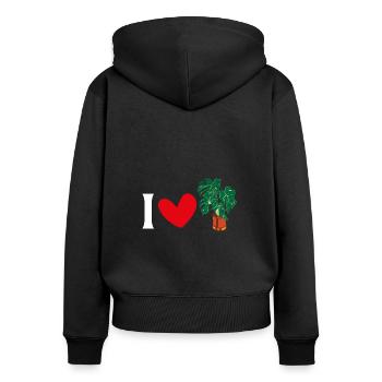 Monstera Deliciosa Albo Plante d’intérieur botanique - Sweat à capuche zippé Premium bio Femme - noir - Dos - Julia (174cm)