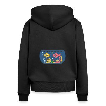 aquarium - Sweat à capuche zippé Premium bio Femme - noir - Dos - Julia (174cm)