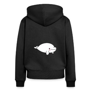 Dugong - Frauen Premium Bio Zip Hoodie - Schwarz - Hinten - Julia (174cm)