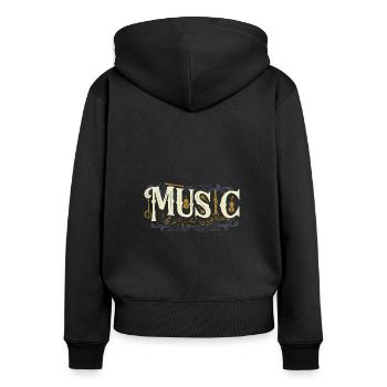 Musik Musikinstrumente noten motiv - geschenkidee - Frauen Premium Bio Zip Hoodie - Schwarz - Hinten - Julia (174cm)