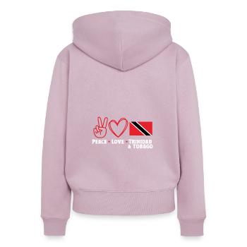 Drapeau de Trinité-et-Tobago - Sweat à capuche zippé Premium bio Femme - rose poudré - Dos - Julia (174cm)