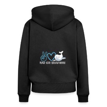 Baleine blanche Béluga - Sweat à capuche zippé Premium bio Femme - noir - Dos - Julia (174cm)